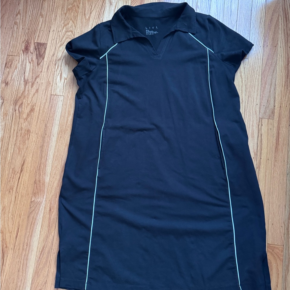 Livi Active Black Dress with white Piping